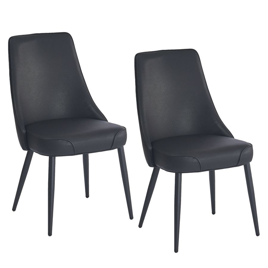 Koda Dining Chair, Faux Leather, set of 2, in Black