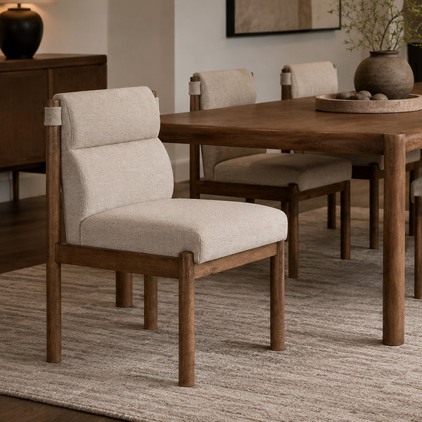 Sarine Dining Chair, Set of 2 in Beige and Walnut