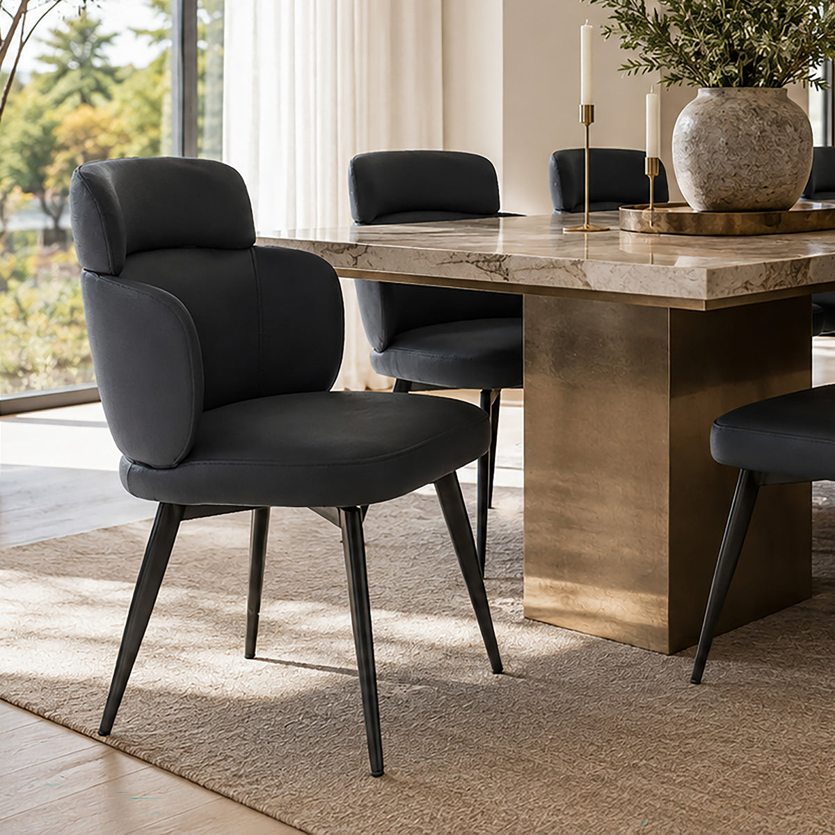 Razzo Dining Chair, Set of 4 – Black and Black – 2