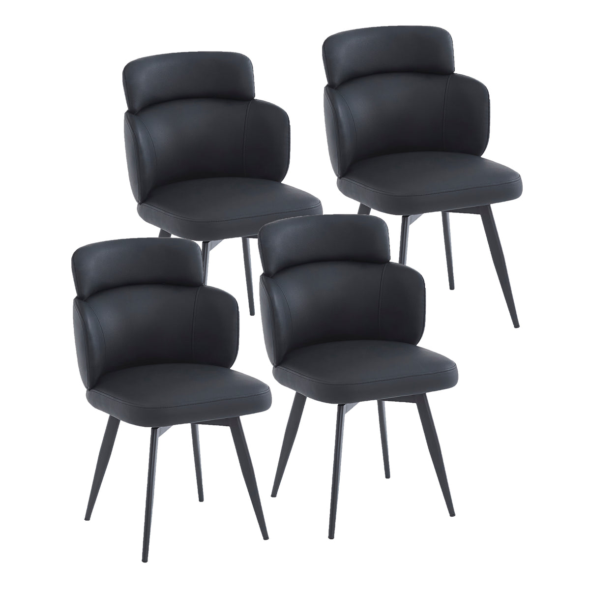 Razzo Dining Chair, Set of 4 – Black and Black – 7