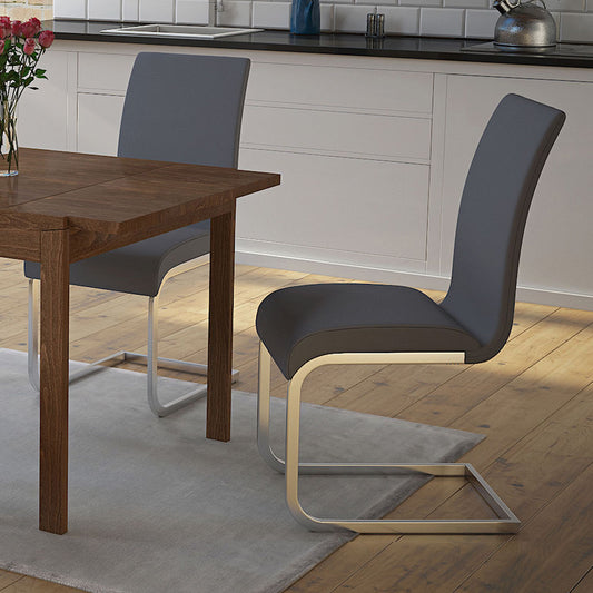 Maxim Dining Chair, Set of 2, in Grey and Chrome
