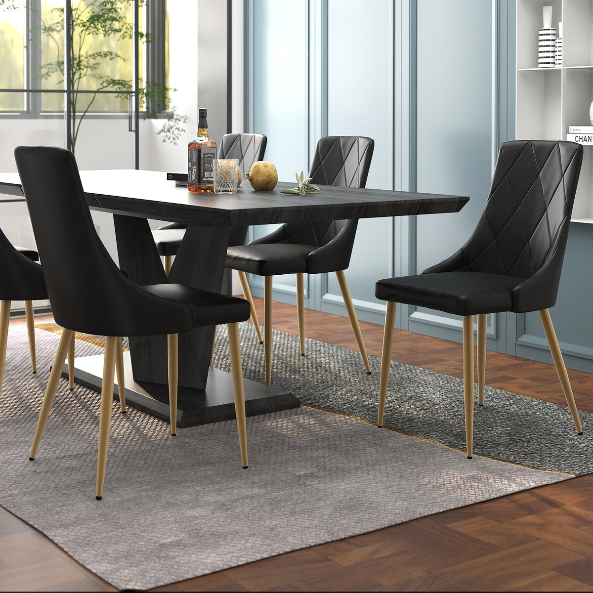 Antoine Dining/Lounge Chair, Set of 2 in Black and Aged Gold