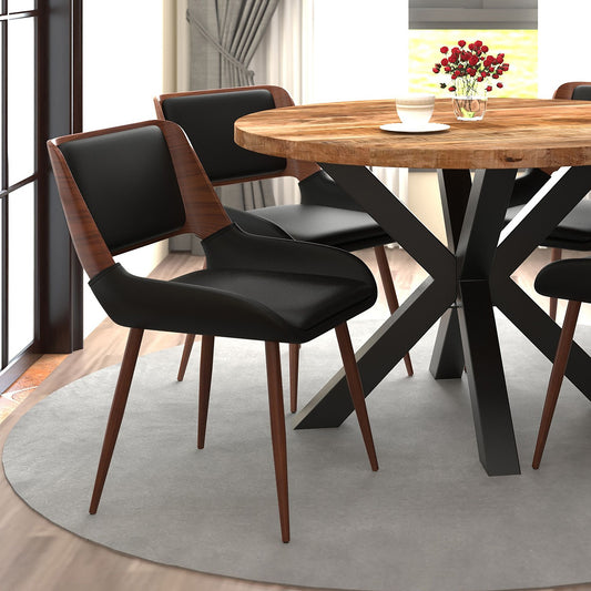 Cora Faux Leather Dining Chair, Set of 2, in White and Walnut