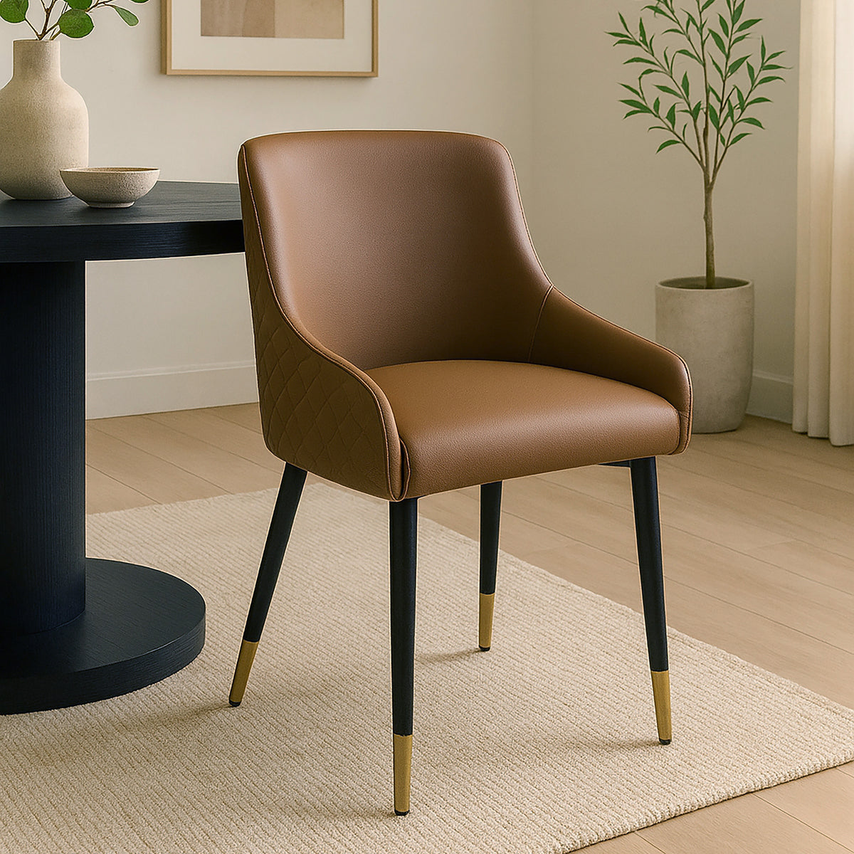 Xander Dining/Lounge Chair, Set of 2 in Brown and Black