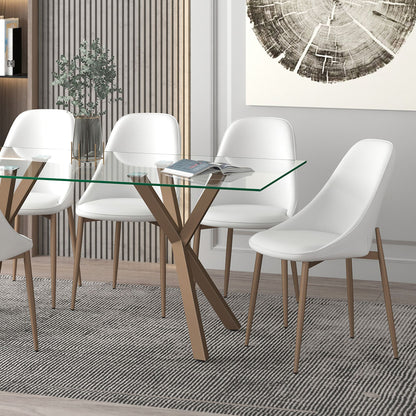 Cleo Dining Chair, Set of 2, in White and Aged Gold