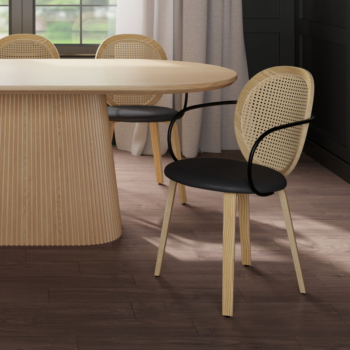 Orias Dining/Lounge Chair, Set of 2 – Light Oak and Black – 2