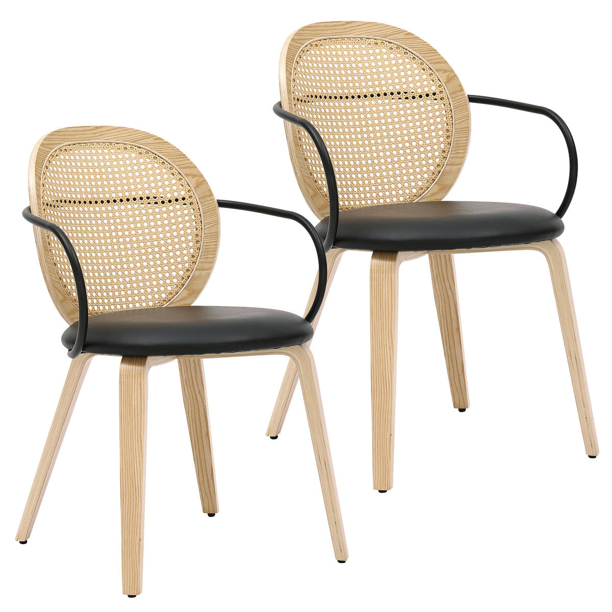 Orias Dining/Lounge Chair, Set of 2 – Light Oak and Black – 7