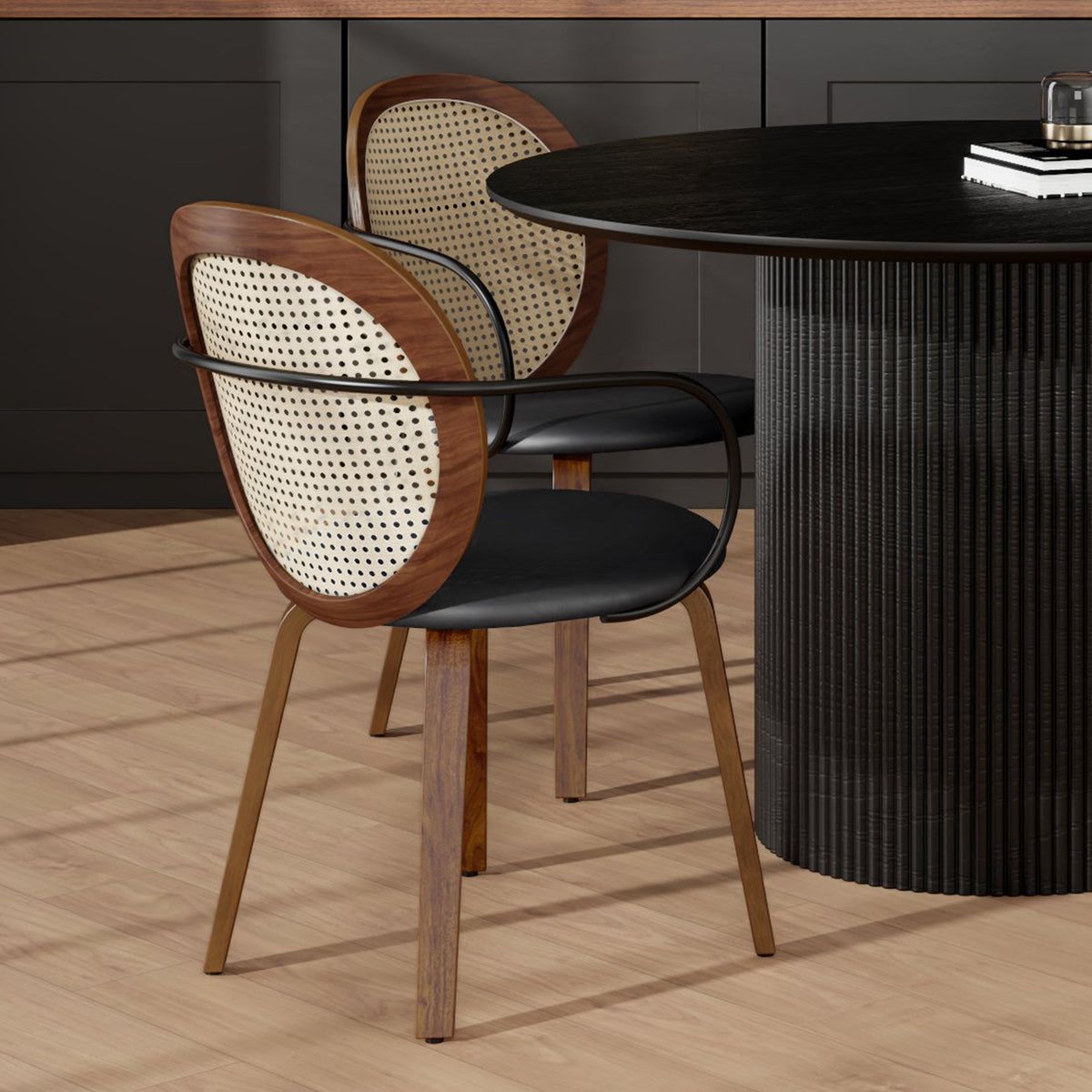 Orias Dining/Lounge Chair, Set of 2 – Walnut and Black – 2
