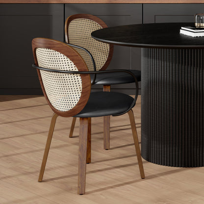 Orias Dining/Lounge Chair, Set of 2 – Walnut and Black – 2