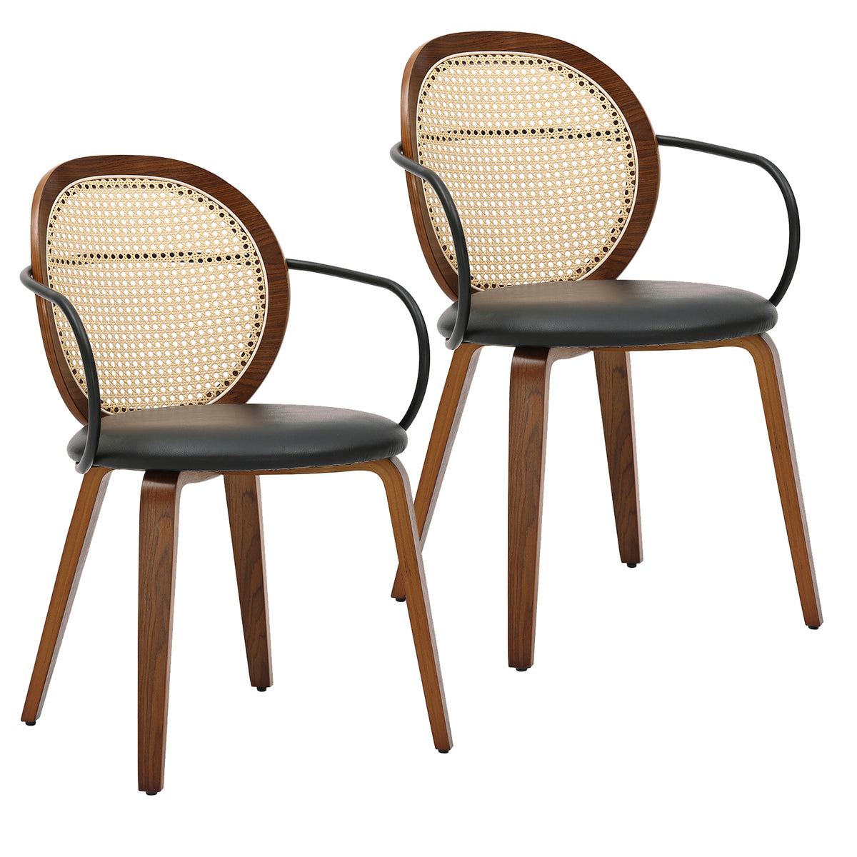 Orias Dining/Lounge Chair, Set of 2 – Walnut and Black – 7