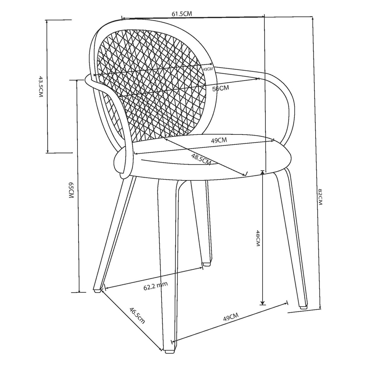 Orias Dining/Lounge Chair, Set of 2 – Walnut and Black – 8