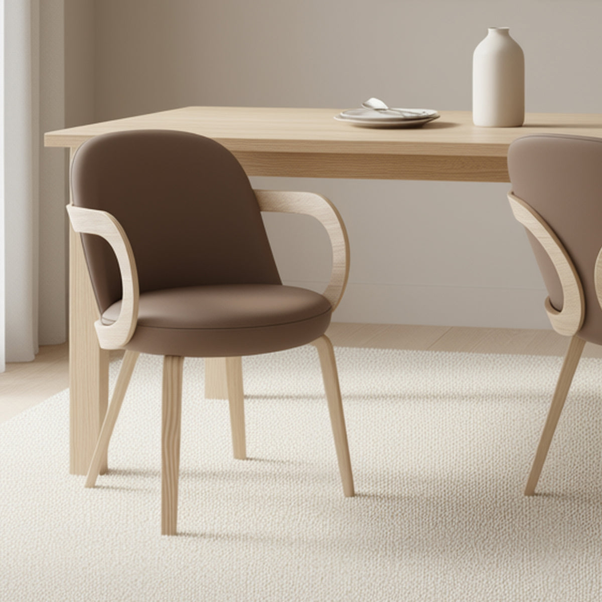 Celest Dining/Lounge Chair, Set of 2 – Dark Taupe and Natural – 2