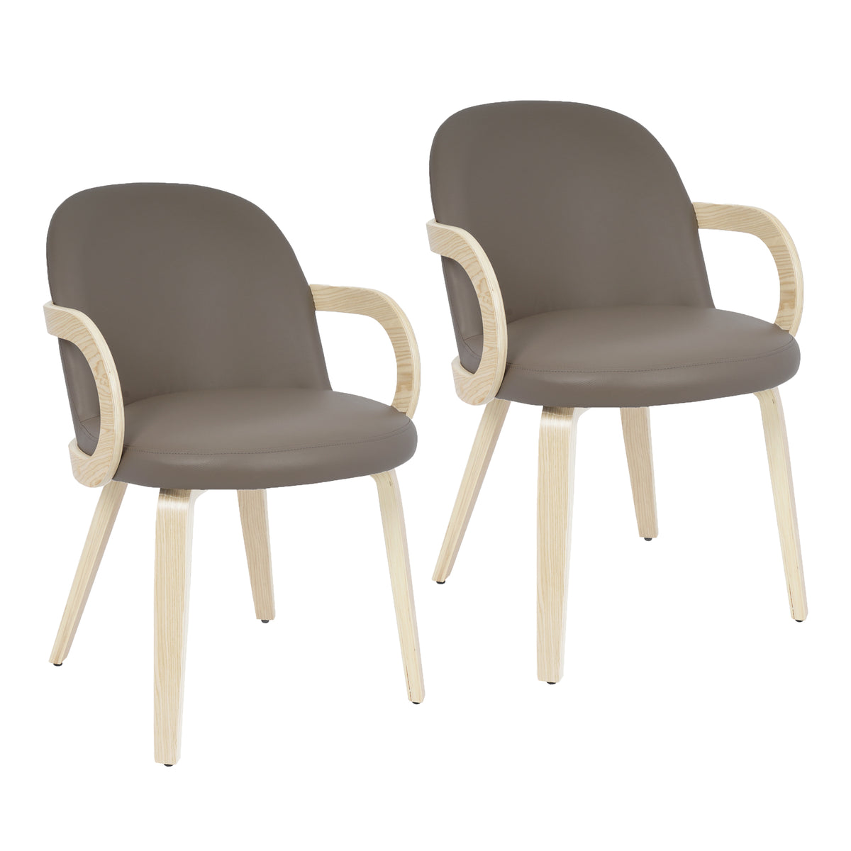 Celest Dining/Lounge Chair, Set of 2 – Dark Taupe and Natural – 7