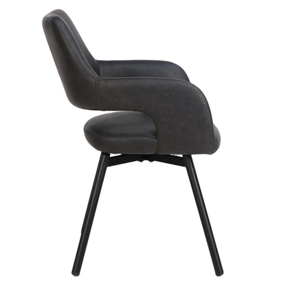 Ryder Swivel Dining and Accent Chair, Set of 2 in Charcoal and Black