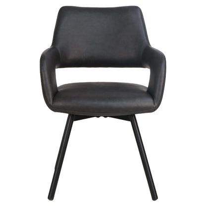 Ryder Swivel Dining and Accent Chair, Set of 2 in Charcoal and Black