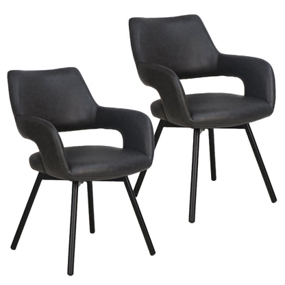 Ryder Swivel Dining and Accent Chair, Set of 2 in Charcoal and Black