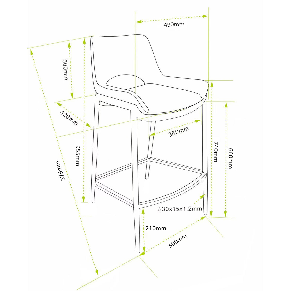 Icona 26" Counter Stool – Black and Black – 8