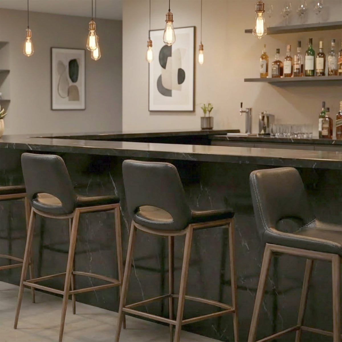 Icona 30" Bar Stool – Black and Walnut – 2