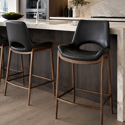 Icona 26" Counter Stool – Black and Walnut – 2