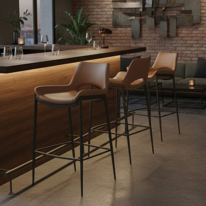 Icona 30" Bar Stool – Saddle and Black – 2
