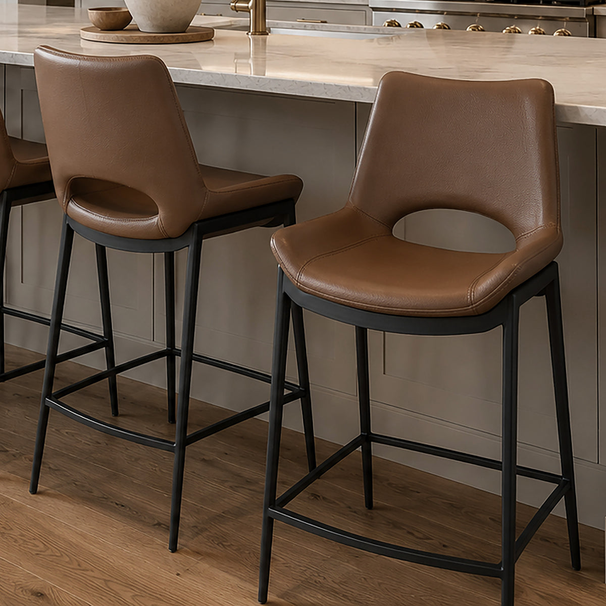 Icona 26" Counter Stool – Saddle and Black – 2