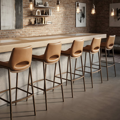 Icona 30" Bar Stool – Saddle and Walnut – 2