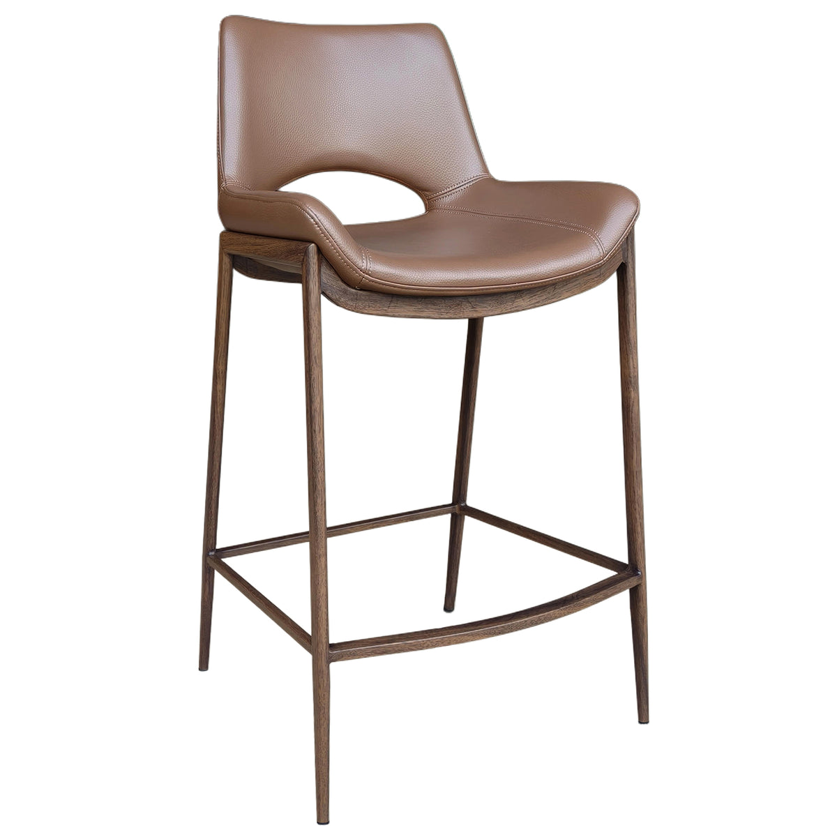 Icona 26" Counter Stool – Saddle and Walnut – 1