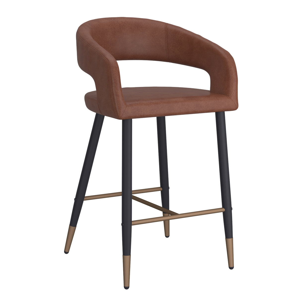 Crimson 26" Counter Stool, Set of 2 in Saddle and Black