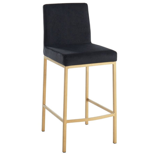 Diego 26" Counter Stool, set of 2, in Black and Aged Gold Leg