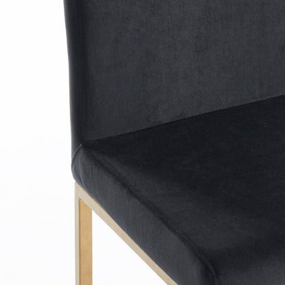 Close-up of Diego 26-inch counter stool black velvet upholstered seat and backrest
