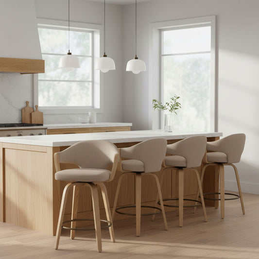 Freya 26" Counter Stool with Swivel, Set of 2 in Toffee and Natural