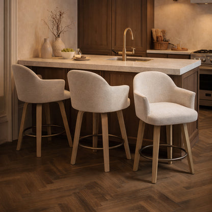 Torra 26" Counter Stool with Swivel, Set of 2 – Oat and Washed Oak – 2