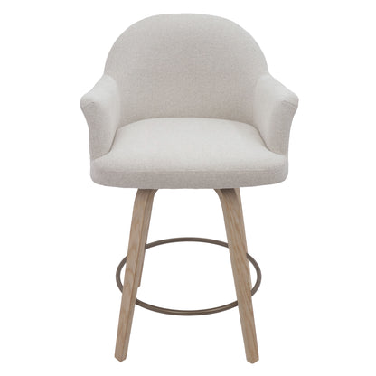 Torra 26" Counter Stool with Swivel, Set of 2 – Oat and Washed Oak – 5