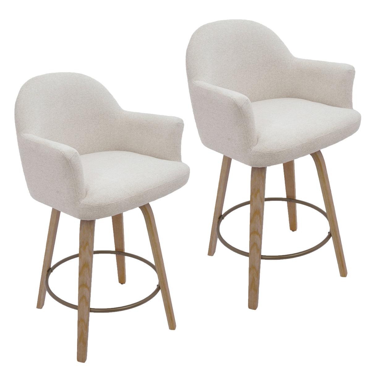 Torra 26" Counter Stool with Swivel, Set of 2 – Oat and Washed Oak – 7
