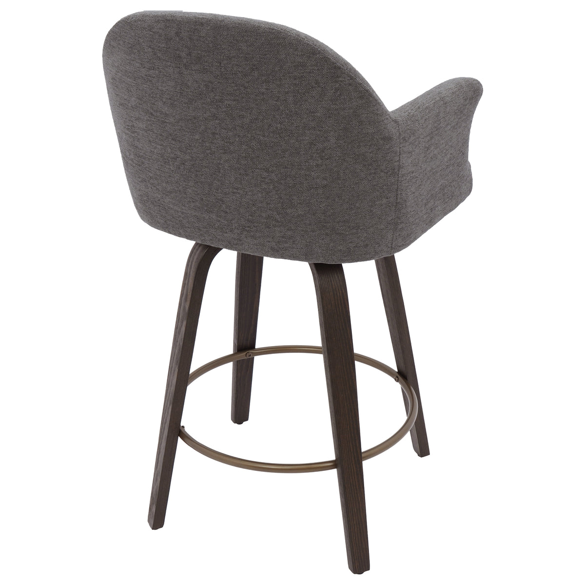 Torra 26" Counter Stool with Swivel, Set of 2 – Warm Charcoal and Dark Walnut – 3