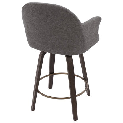 Torra 26" Counter Stool with Swivel, Set of 2 – Warm Charcoal and Dark Walnut – 3