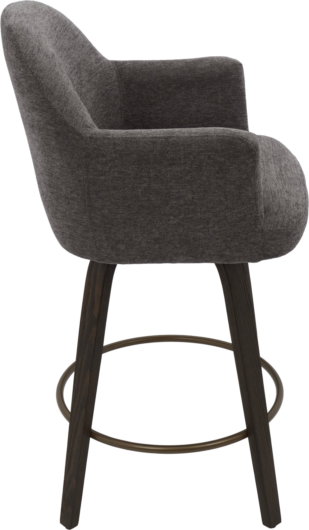 Torra 26" Counter Stool with Swivel, Set of 2 – Warm Charcoal and Dark Walnut – 4
