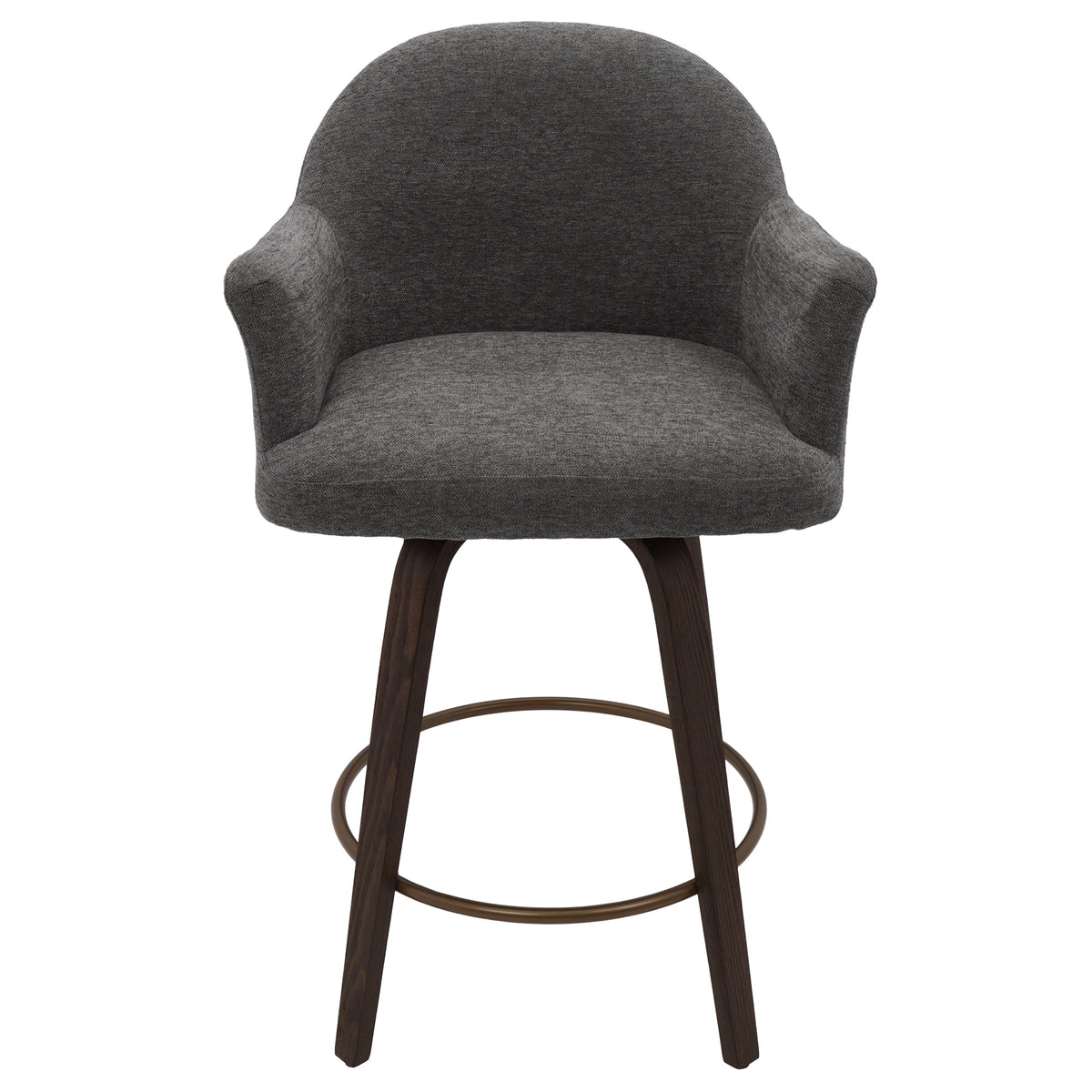 Torra 26" Counter Stool with Swivel, Set of 2 – Warm Charcoal and Dark Walnut – 5