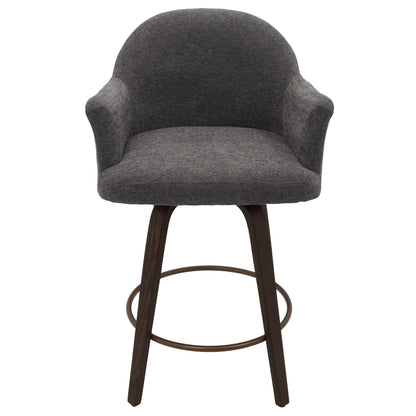Torra 26" Counter Stool with Swivel, Set of 2 – Warm Charcoal and Dark Walnut – 5