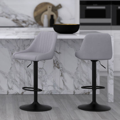 Kron Adjustable Height Air-Lift Swivel Stool, set of 2, in Beige Fabric