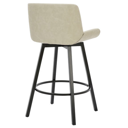 Fern 26" Counter Stool, set of 2, with Swivel in Vintage Ivory Faux Leather and Black