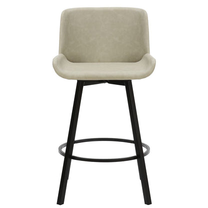 Fern 26" Counter Stool, set of 2, with Swivel in Vintage Ivory Faux Leather and Black