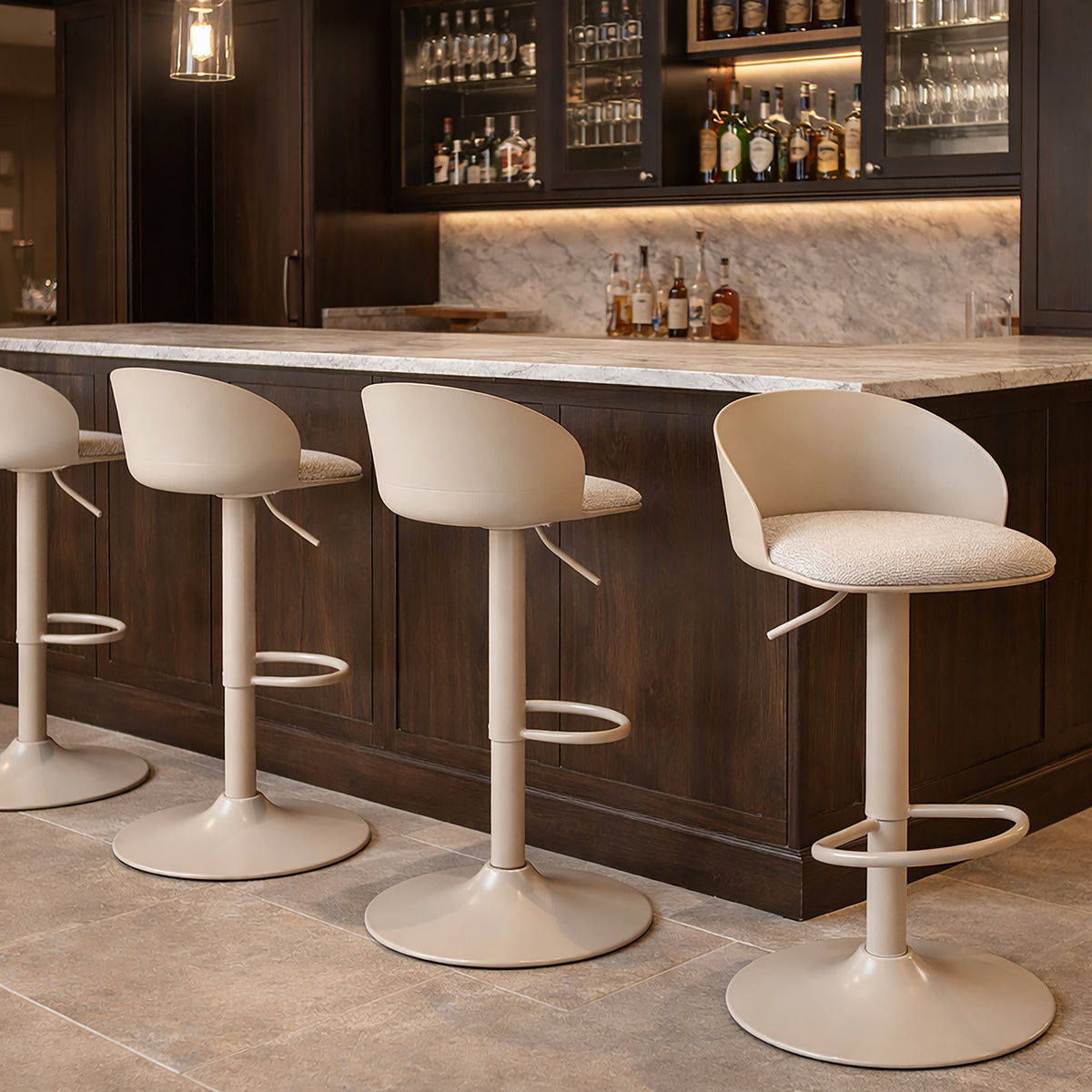 Mabel Adjustable Air-Lift Stool, Set of 2 – Beige – 2