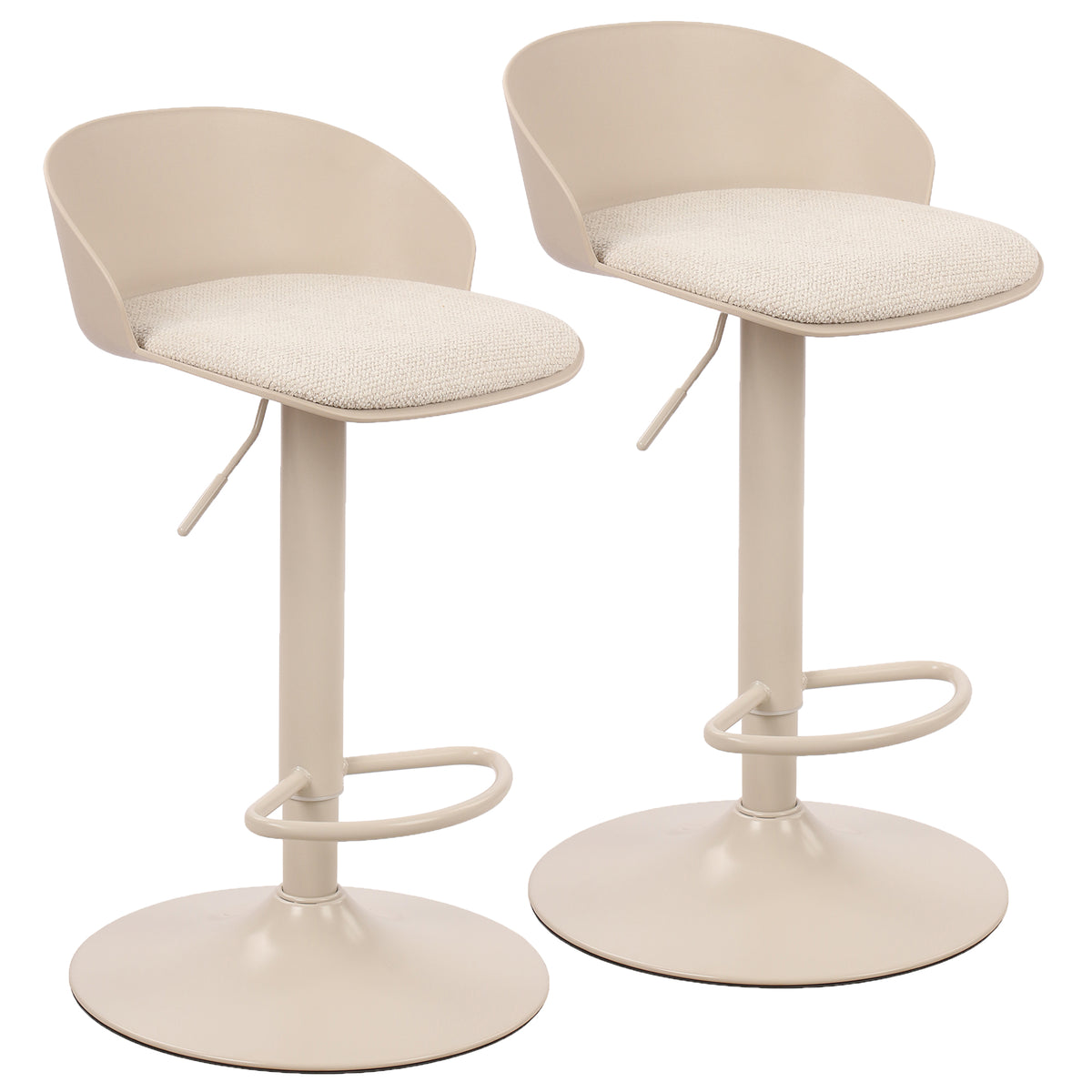 Mabel Adjustable Air-Lift Stool, Set of 2 – Beige – 7
