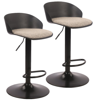 Mabel Adjustable Air-Lift Stool, Set of 2 – Black and Beige – 7