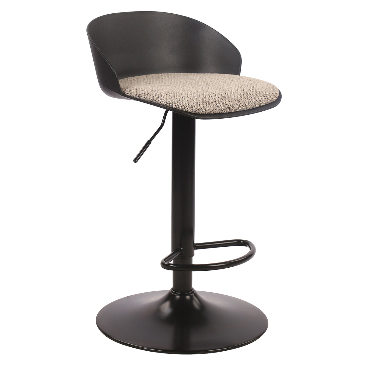Mabel Adjustable Air-Lift Stool, Set of 2 – Black and Beige – 1