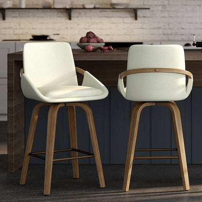 Oakley 26" Counter Stool w/Swivel, Set of 2 in Ivory & Whitewash