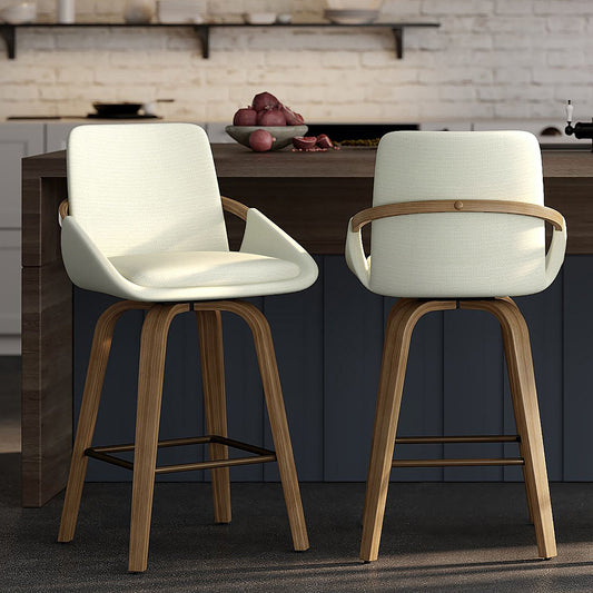 Oakley 26" Counter Stool w/Swivel, Set of 2 in Ivory & Whitewash