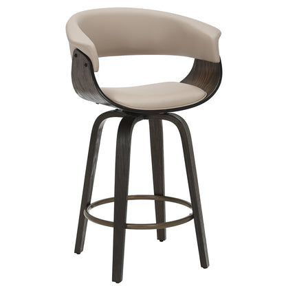 Holt 26" Counter Stool with Swivel, Set of 2 in Mushroom and Walnut