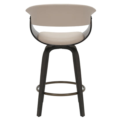 Holt 26" Counter Stool with Swivel, Set of 2 in Mushroom and Walnut